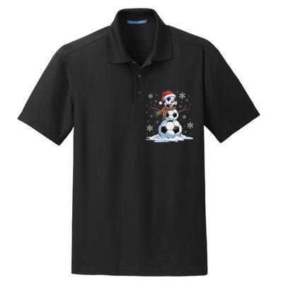 Soccer Snowman Soccer Player Santa Hat Christmas Funny Dry Zone Grid Polo