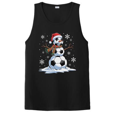 Soccer Snowman Soccer Player Santa Hat Christmas Funny PosiCharge Competitor Tank