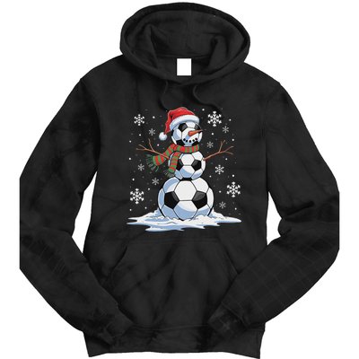 Soccer Snowman Soccer Player Santa Hat Christmas Funny Tie Dye Hoodie