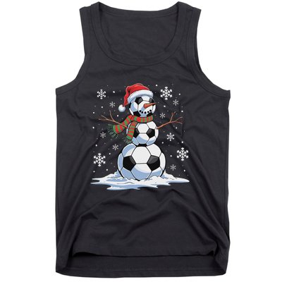 Soccer Snowman Soccer Player Santa Hat Christmas Funny Tank Top