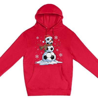 Soccer Snowman Soccer Player Santa Hat Christmas Funny Premium Pullover Hoodie