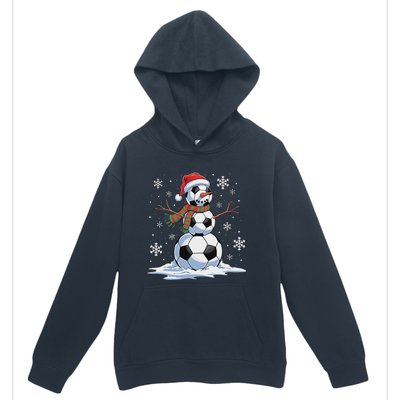 Soccer Snowman Soccer Player Santa Hat Christmas Funny Urban Pullover Hoodie