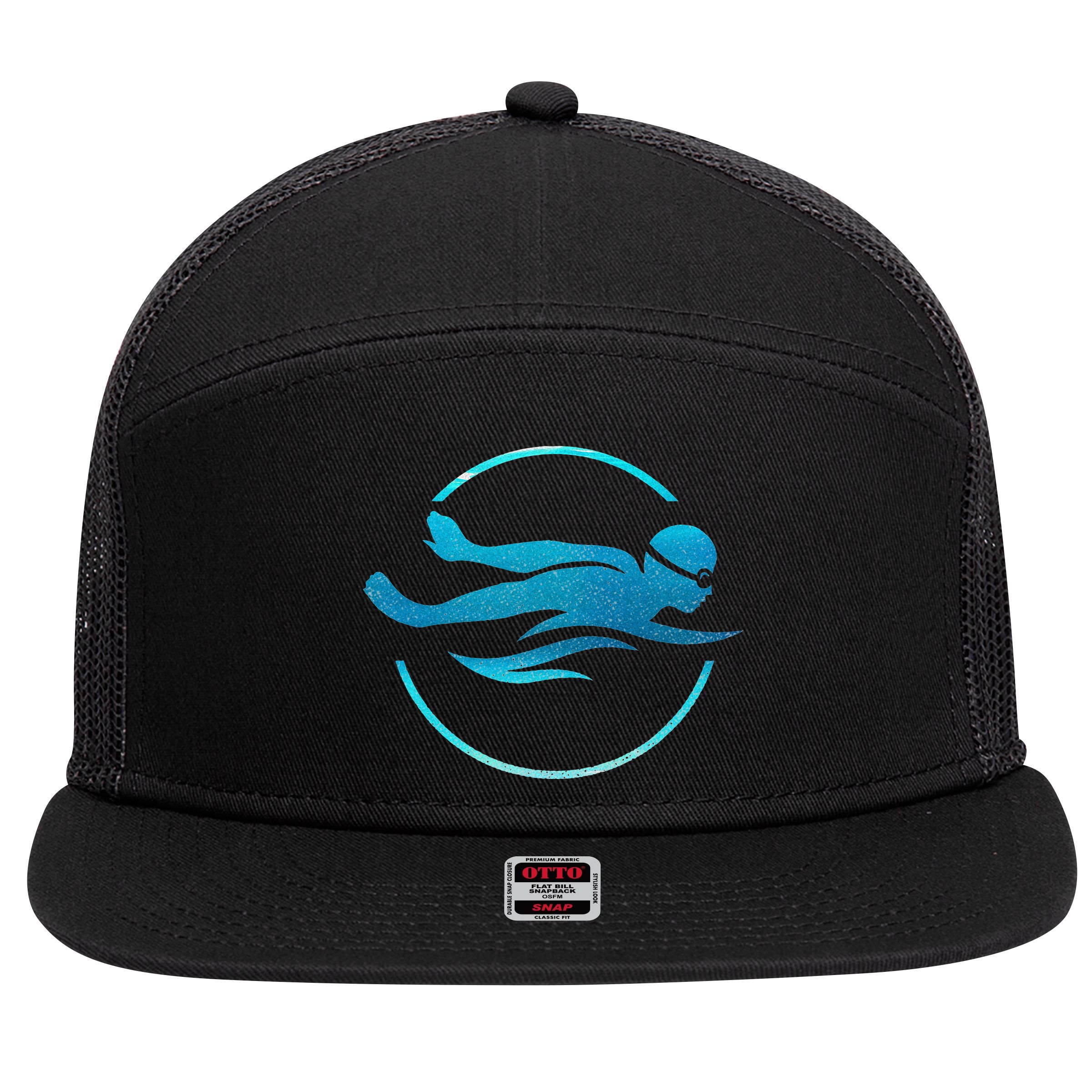 Swimmer Swimming Swim Team 7 Panel Mesh Trucker Snapback Hat