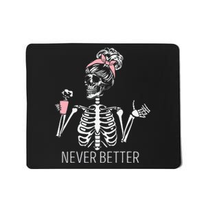 Spooky Skeleton Sipping Coffee Halloween Outfit Mousepad