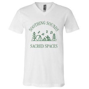 Soothing Sounds Sacred Spaces Sound Therapy Healing Camping V-Neck T-Shirt