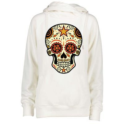 Sugar Skull Spanish Day Of Dead Dia De Los Muertos Womens Funnel Neck Pullover Hood