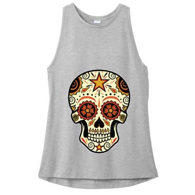 Sugar Skull Spanish Day Of Dead Dia De Los Muertos Ladies PosiCharge Tri-Blend Wicking Tank