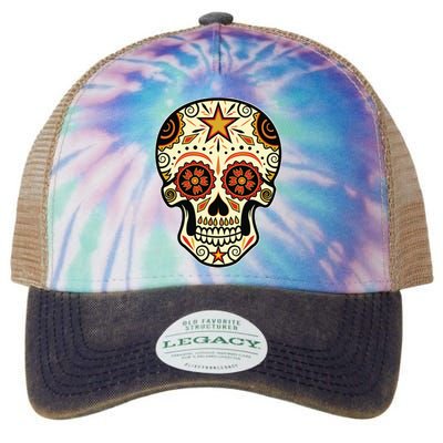 Sugar Skull Spanish Day Of Dead Dia De Los Muertos Legacy Tie Dye Trucker Hat