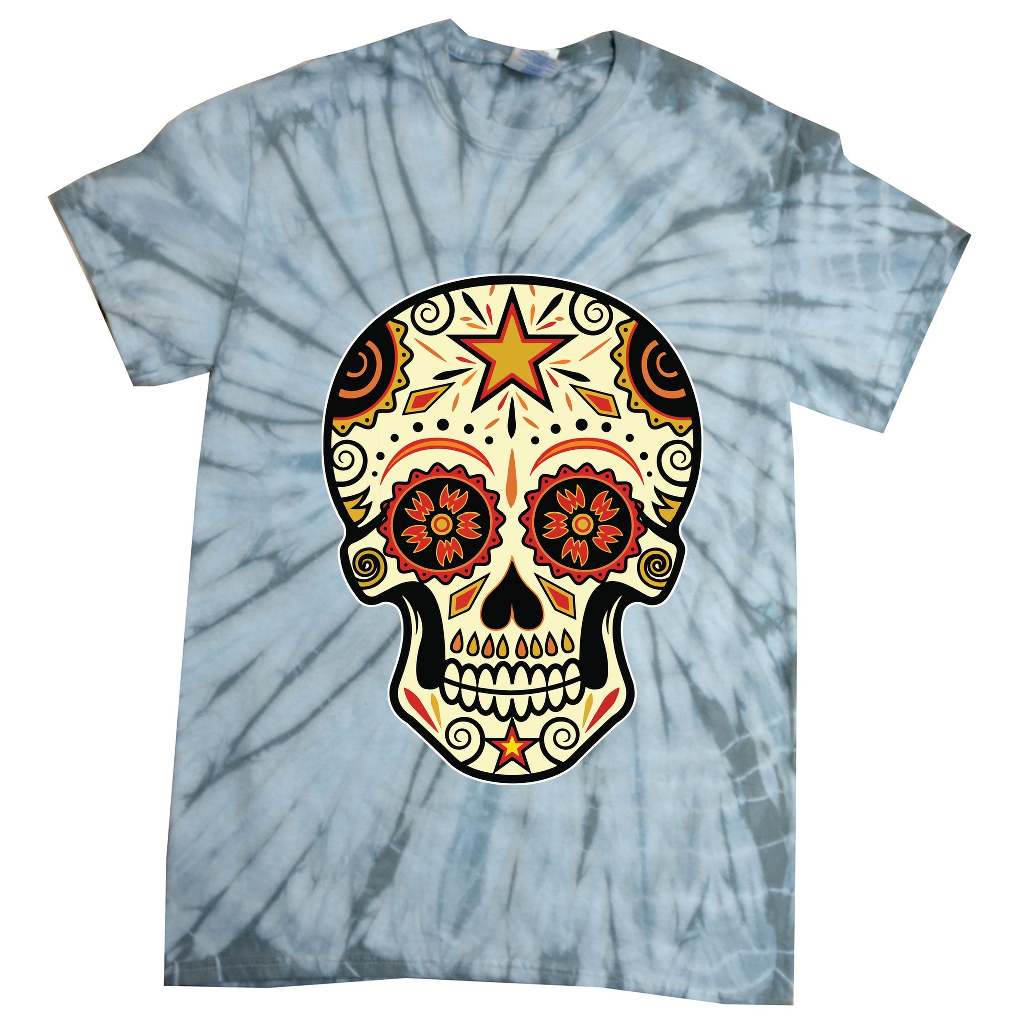 Sugar Skull Spanish Day Of Dead Dia De Los Muertos Tie-Dye T-Shirt