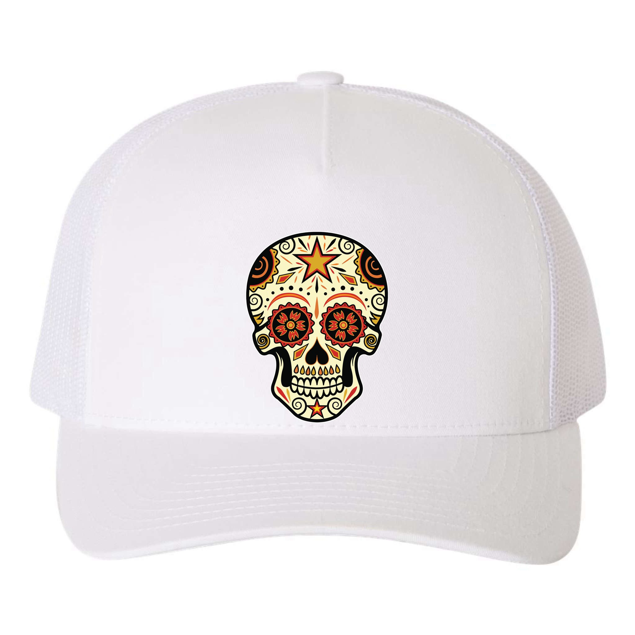 Sugar Skull Spanish Day Of Dead Dia De Los Muertos Yupoong Adult 5-Panel Trucker Hat