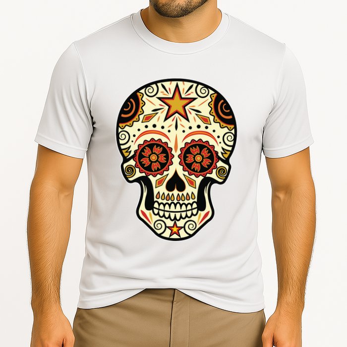 Sugar Skull Spanish Day Of Dead Dia De Los Muertos Cooling Performance Crew T-Shirt