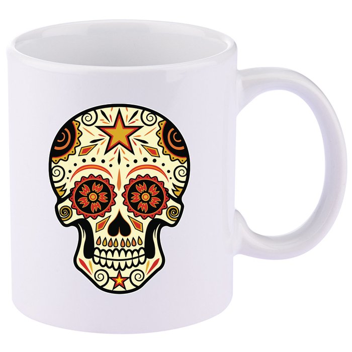 Sugar Skull Spanish Day Of Dead Dia De Los Muertos 11oz C Handle Ceramic Mug