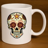 Sugar Skull Spanish Day Of Dead Dia De Los Muertos 11oz C Handle Ceramic Mug