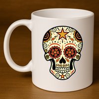 Sugar Skull Spanish Day Of Dead Dia De Los Muertos 11oz C Handle Ceramic Mug