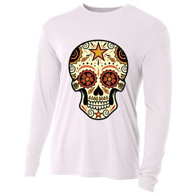 Sugar Skull Spanish Day Of Dead Dia De Los Muertos Cooling Performance Long Sleeve Crew