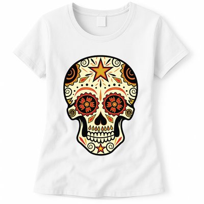 Sugar Skull Spanish Day Of Dead Dia De Los Muertos Womens T-Shirt