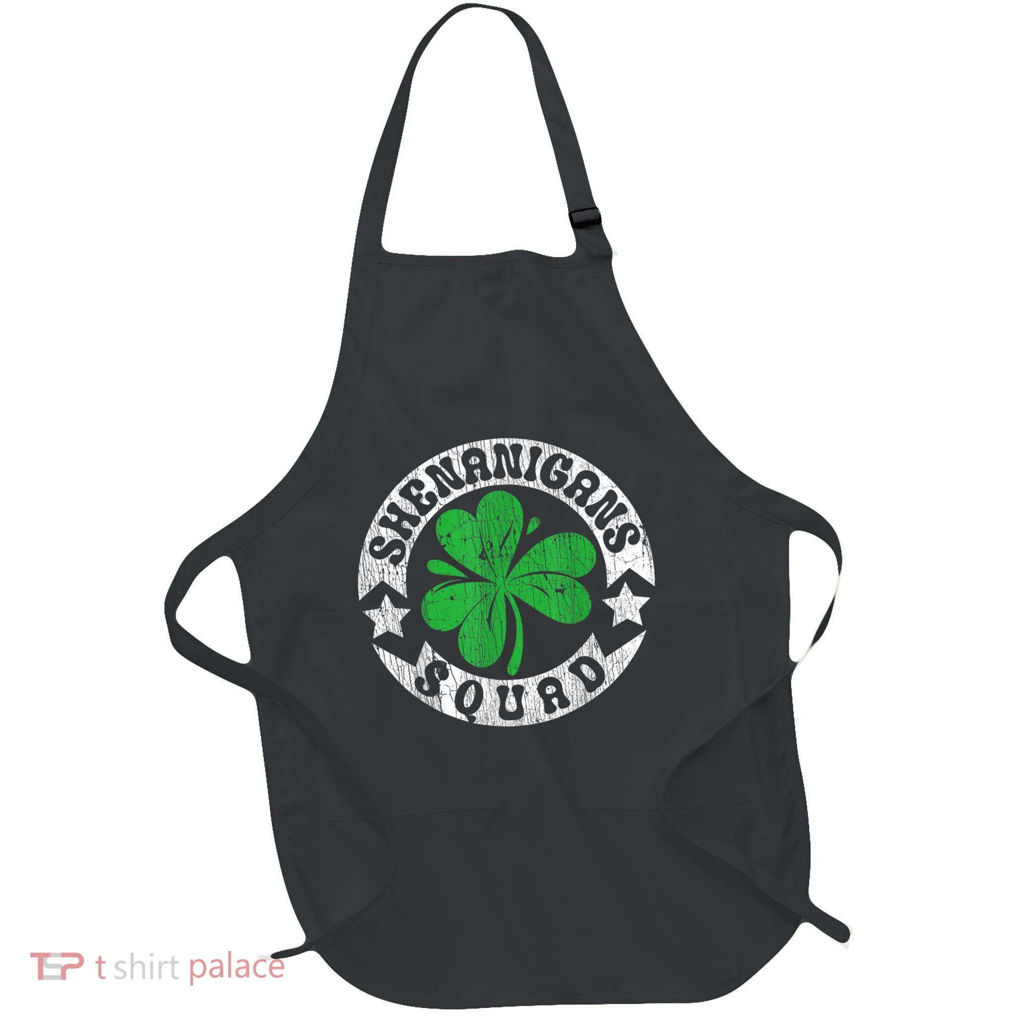 Shenanigans Squad St PatrickS Day Irish Shamrock Matching Full-Length Apron With Pockets