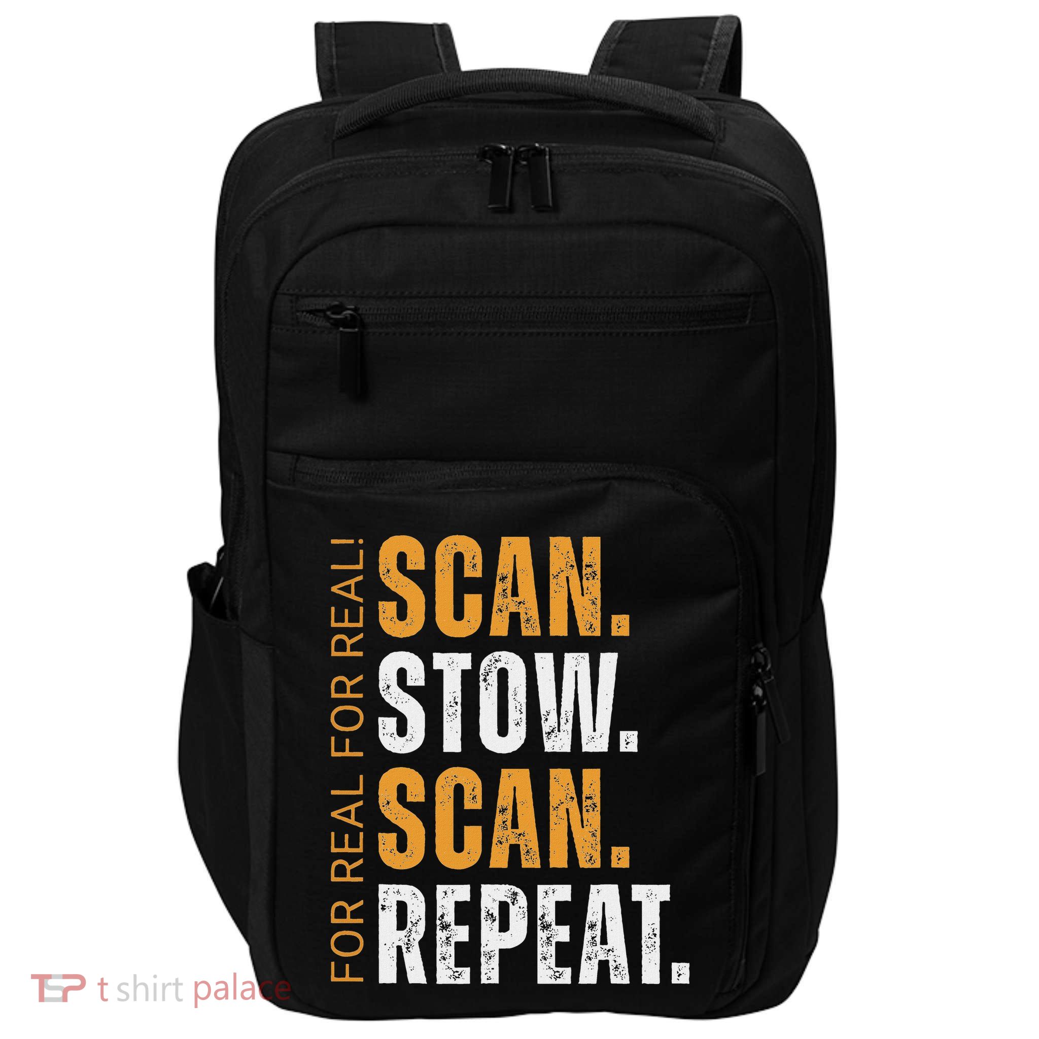 Scan Stow Scan Repeat Funny Warehouse Worker Impact Tech Backpack