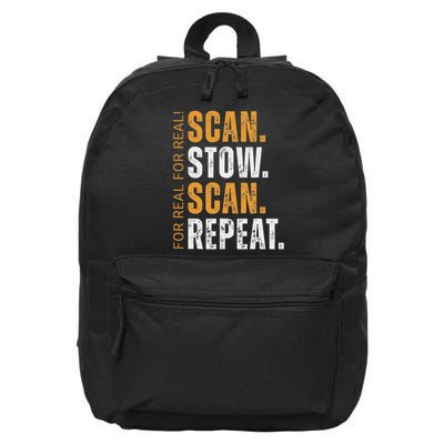 Scan Stow Scan Repeat Funny Warehouse Worker 16 in Basic Backpack