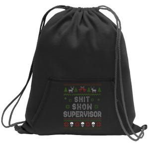 Shit Show Supervisor Christmas Sweater Funny Ugly Xmas Sweatshirt Cinch Pack Bag