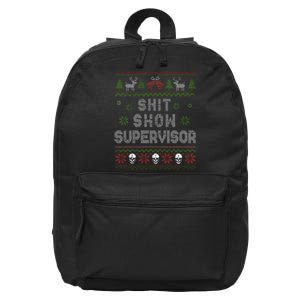 Shit Show Supervisor Christmas Sweater Funny Ugly Xmas 16 in Basic Backpack