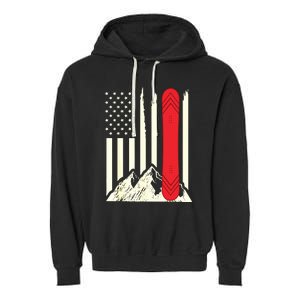 Snowboarding Skiing Snowboard American Flag Snowboarder Garment-Dyed Fleece Hoodie