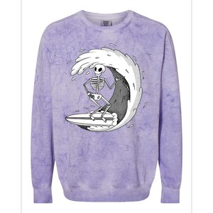 Surfing Skeleton Colorblast Crewneck Sweatshirt