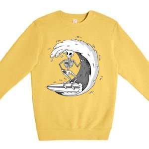 Surfing Skeleton Premium Crewneck Sweatshirt