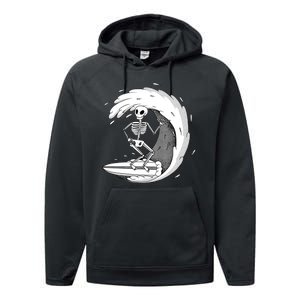 Surfing Skeleton Performance Fleece Hoodie