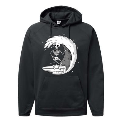 Surfing Skeleton Performance Fleece Hoodie