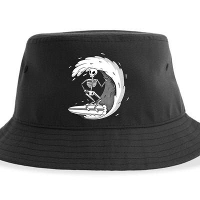 Surfing Skeleton Sustainable Bucket Hat