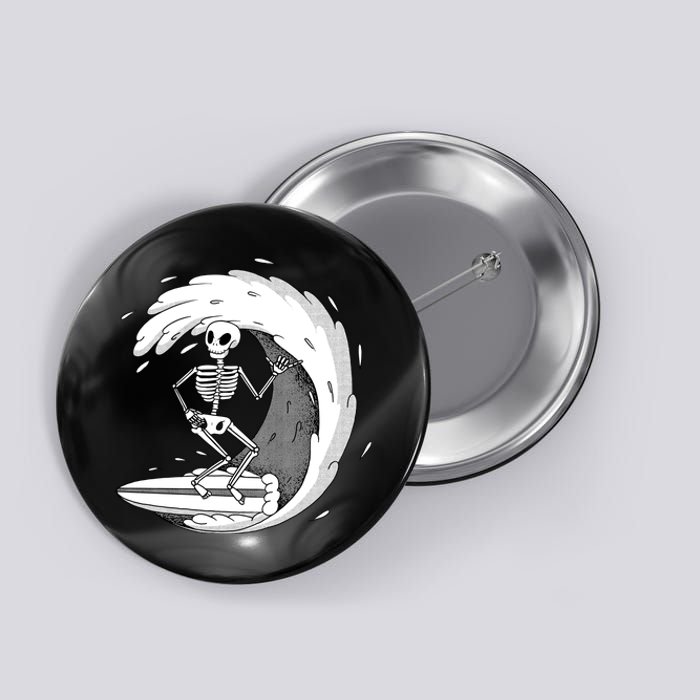 Surfing Skeleton Button