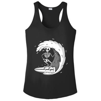 Surfing Skeleton Ladies PosiCharge Competitor Racerback Tank