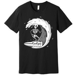 Surfing Skeleton Premium T-Shirt