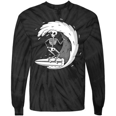 Surfing Skeleton Tie-Dye Long Sleeve Shirt