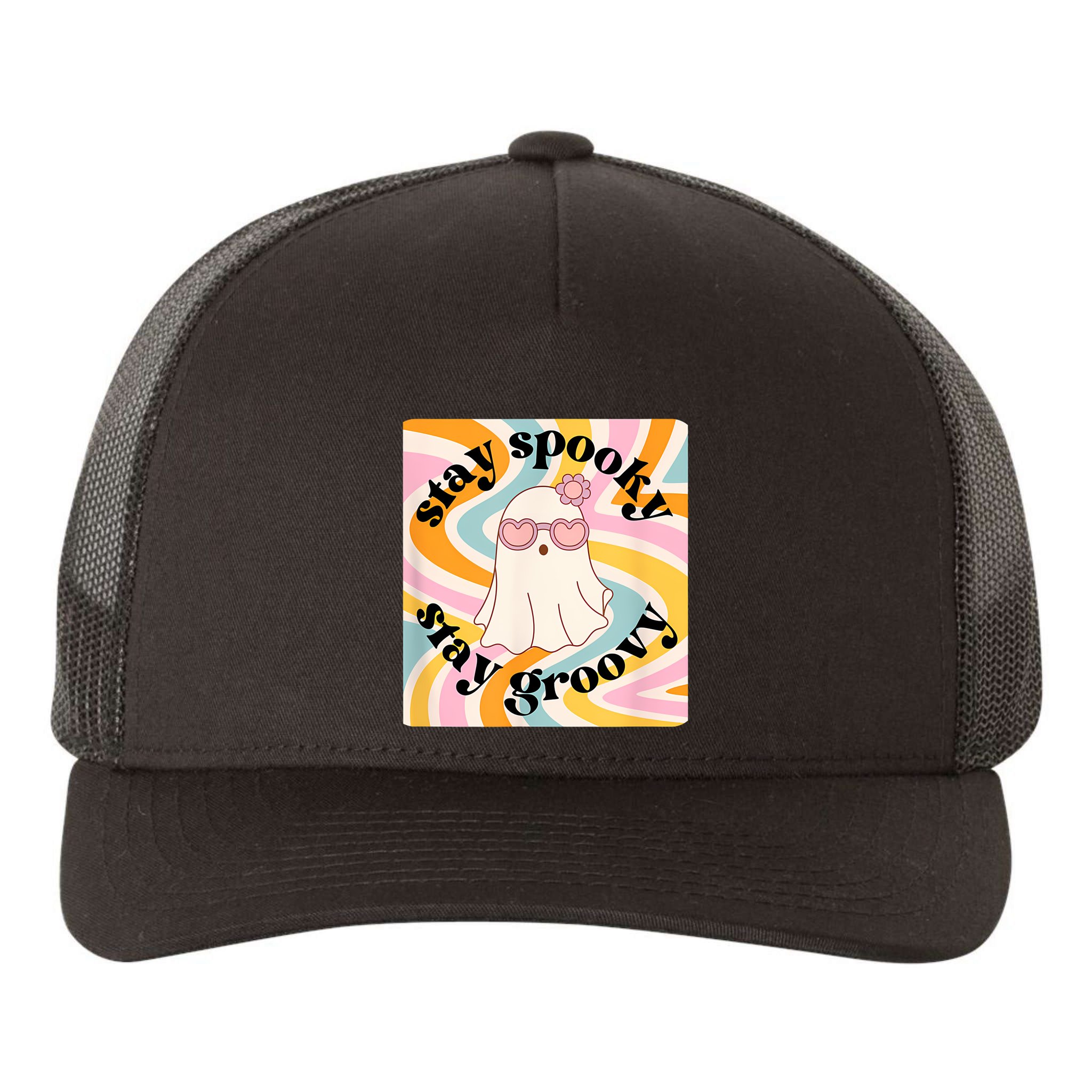 Stay Spooky Stay Groovy Halloween Yupoong Adult 5-Panel Trucker Hat