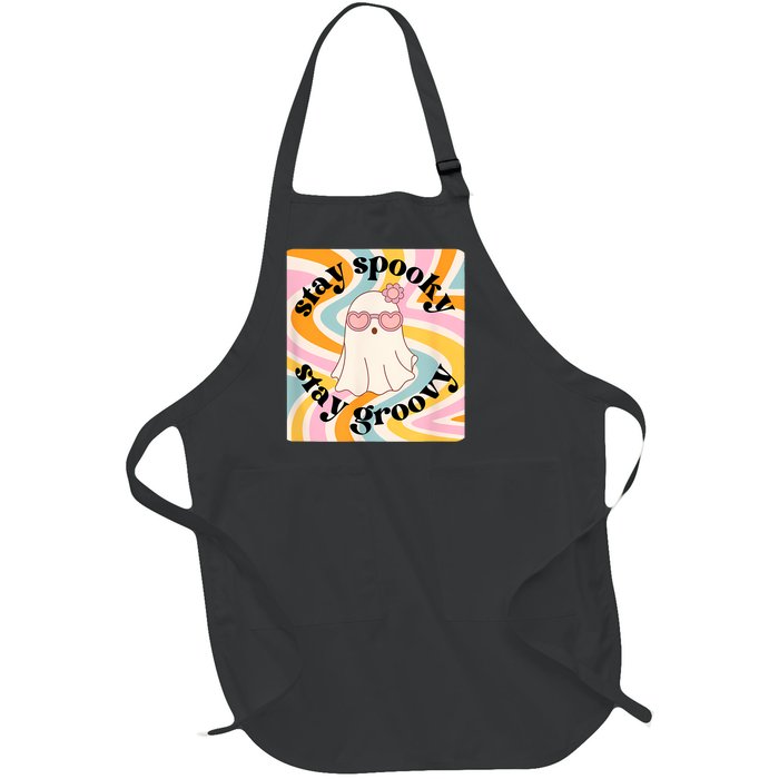 Stay Spooky Stay Groovy Halloween Full-Length Apron With Pockets