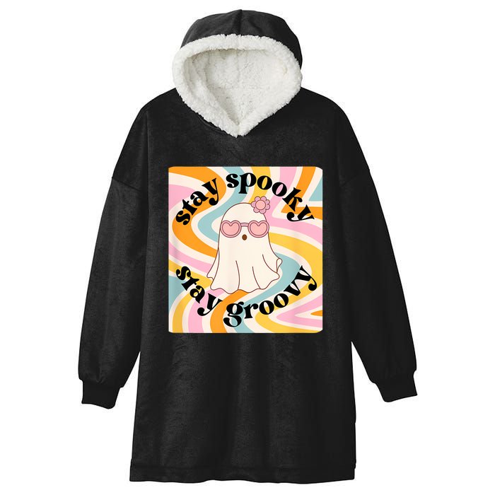 Stay Spooky Stay Groovy Halloween Hooded Wearable Blanket