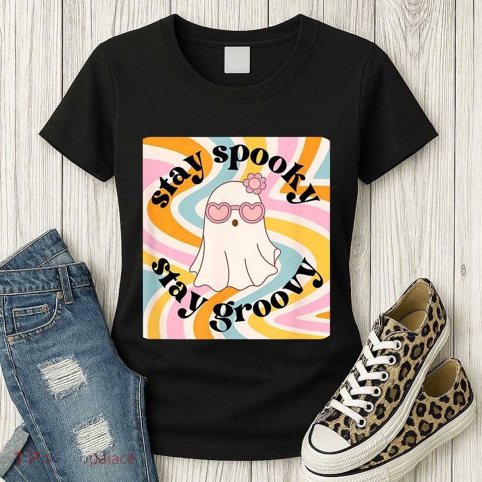 Stay Spooky Stay Groovy Halloween Womens T-Shirt