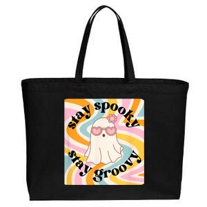 Stay Spooky Stay Groovy Halloween Cotton Canvas Jumbo Tote