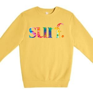 Surf Summer Surfing Rainbow Premium Crewneck Sweatshirt