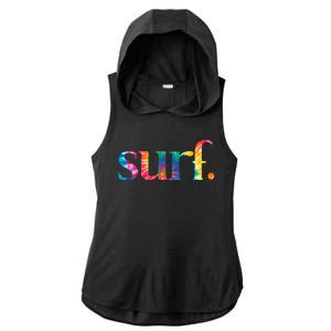 Surf Summer Surfing Rainbow Ladies PosiCharge Tri-Blend Wicking Draft Hoodie Tank