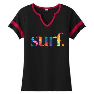 Surf Summer Surfing Rainbow Ladies Halftime Notch Neck Tee