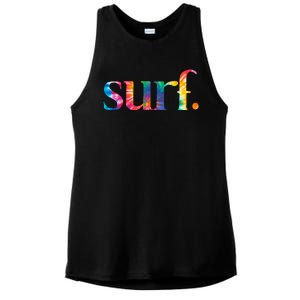 Surf Summer Surfing Rainbow Ladies PosiCharge Tri-Blend Wicking Tank