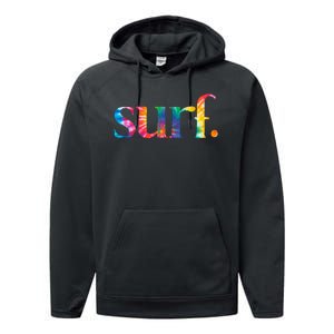 Surf Summer Surfing Rainbow Performance Fleece Hoodie