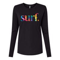 Surf Summer Surfing Rainbow Womens Cotton Relaxed Long Sleeve T-Shirt