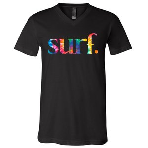 Surf Summer Surfing Rainbow V-Neck T-Shirt