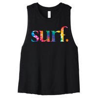 Surf Summer Surfing Rainbow Women's Racerback Cropped Tank