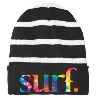 Surf Summer Surfing Rainbow Striped Beanie with Solid Band