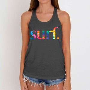 Surf Summer Surfing Rainbow Women's Knotted Racerback Tank